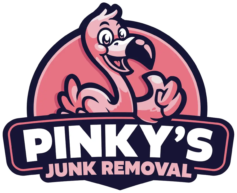 Pinky’s Junk Removal flamingo logo – branding for junk hauling services