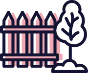 Fence and tree icon – yard waste and wood debris removal by Pinky’s Junk Removal